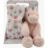 CarloBaby Fleecedecke und Kuscheltier Unicorn, Rosa