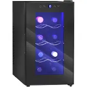 HOMCOM Weinkühlschrank für 8 Flaschen, 21L, Thermoelektrik, verstellbare Regal