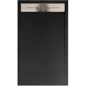 STANO Mineralguss Duschwanne Extra Flach Orion Schwarz Ablaufschutz Chrom 80x190cm