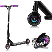Lionelo Stunt Scooter Whizz Cityroller Kickscooter Kinderroller Tretroller Funscooter aus extrastarkem eloxiertem Aluminium, ABEC-9 - Neo Black