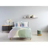Fleuresse Mako-Satin Bettwäsche 135x200 Retro Kreise Karo bunt 115056-9