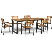 vidaXL 7-Tlg Garten-Essgruppe Massivholz Akazie und Metall 3155404