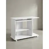 KADIMA DESIGN Laptoptisch Computertisch: 3D-Ecken, Stauraum, Spanplattenkonstruktion, Rollen. Weiß, 90x50x71 cm |