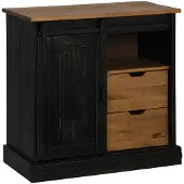 vidaXL Sideboard HALDEN mit Schiebetür Schwarz 80x40x80 cm Massivholz