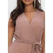 Freebird Damen Jumpsuits F-jer-plisse-lurex-26-2 - Zand - Größe S