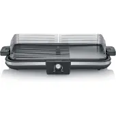 Severin PG 8564, Schwarz, Edelstahl, Aluminium, Kunststoff, Edelstahl, Rechteckig, Drehregler, 1500 cm², 500 x 300 mm