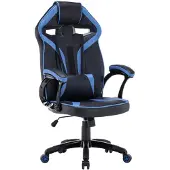 Top E Shop Topeshop FOTEL DRIFT NIEBIESK, Gepolsterter Sitz, Gepolsterte Rückenlehne, Schwarz, Blau, Schwarz, Blau, Kunstleder, Kunstleder