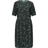 Street One Sommerkleid Ohne Taschen Sommerkleid mit Split Neck und Allover-Print/Blätter-Design