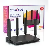Strong ROUTERBE3600 WIFI7, Wi-Fi 7 (802.11be), Dual-Band (2,4 GHz/5 GHz), Ethernet/LAN, Schwarz, Tabletop-Router