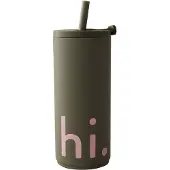 Design Letters - Hi Travel Trinkhalm-Becher, 0.5 l, olivgrün