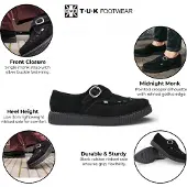 T.U.K TUK Pointed Creeper Plateau-Schuhe aus schwarzem Wildleder mit Monk-Schnalle - A8139