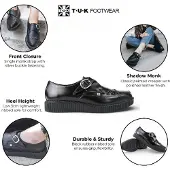 T.U.K TUK Pointed Creeper Plateau-Schuhe aus schwarzem Leder mit Monk-Schnalle - A8520
