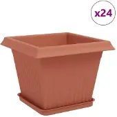 vidaXL Blumentöpfe 24 pcs Ziegelrot 28,5 x 28,5 x 22 cm Kunststoff