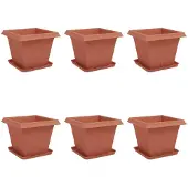vidaXL Blumentöpfe 6 pcs Ziegelrot 38 x 38 x 30 cm Kunststoff