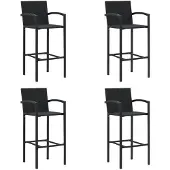 vidaXL Barhocker 4 Stk. Schwarz Poly Rattan
