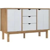 vidaXL Sideboard OTTA Braun&Weiß 113,5x43x73 cm Massivholz Kiefer