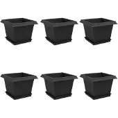 vidaXL Blumentöpfe 6 pcs Schwarz 23 x 23 x 17,5 cm Kunststoff