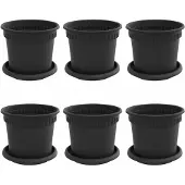 vidaXL Blumentöpfe 6 pcs Schwarz Ø 15 x 12 cm Kunststoff