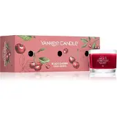 Yankee candle Votivkerzen-Set in schwarzem Kirschglas - 3 x 37 Gramm