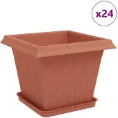 vidaXL Blumentöpfe 24 pcs Ziegelrot 33 x 33 x 26 cm Kunststoff