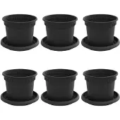 vidaXL Blumentöpfe 6 pcs Schwarz Ø 12,5 x 10 cm Kunststoff