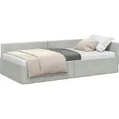 vidaXL Eckbettgestell mit Kopfteil Hellgrau 90 cm x 200 cm Samt