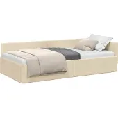 vidaXL Eckbettgestell mit Kopfteil Creme 80 cm x 200 cm Stoff