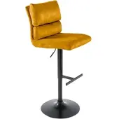 Riess Barhocker COMFORT senfgelb schwarz Samt Metall höhenverstellbar drehbar mit Lehne