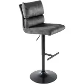 Riess Barhocker COMFORT dunkelgrau schwarz Samt Metall mit Lehne drehbar höhenverstellbar