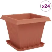vidaXL Blumentöpfe 24 pcs Ziegelrot 38 x 38 x 30 cm Kunststoff