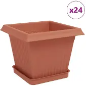 vidaXL Blumentöpfe 24 pcs Ziegelrot 20 x 20 x 16 cm Kunststoff