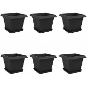 vidaXL Blumentöpfe 6 pcs Schwarz 33 x 33 x 26 cm Kunststoff