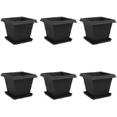 vidaXL Blumentöpfe 6 pcs Schwarz 38 x 38 x 30 cm Kunststoff