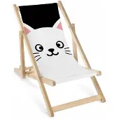 AllBags Kinder Liegestuhl Holz klappbar verstellbar „Katze Kätzchen“ – Garten Sonnenliege mit Druck