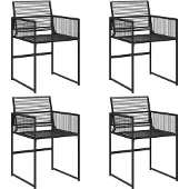 vidaXL Gartenstühle 4 Stk. Schwarz Poly Rattan