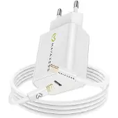 Avizar Mayaxess, 18W Netzteil für iPhone 12 + Lightning Kabel 1m, Weiß