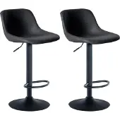 CLP 2er Set Barhocker Loft mit Rückenlehne und 360 drehbar schwarz Material Kunstleder
