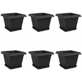 vidaXL Blumentöpfe 6 pcs Schwarz 28,5 x 28,5 x 22 cm Kunststoff