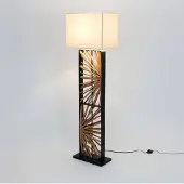 Holländer Stehlampe MONTE ISOLA, creme / amber, für Wohn- / Esszimmer, Holz, Stehlampe