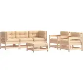 vidaXL 6-tlg. Garten-Lounge-Set mit Kissen Massivholz