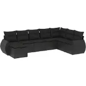 vidaXL 8-tlg. Garten-Sofagarnitur mit Kissen Schwarz Poly Rattan