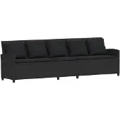 vidaXL Gartensofa 5-Sitzer mit Kissen Schwarz Poly Rattan