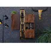 MASSIVMOEBEL24.DE Hängeschrank Akazie / Altholz 85x26x118 braun lackiert SEVILLA #06