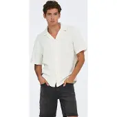 Only & Sons Kurzarmhemd "ONSLATHAM RLXSS RESORT LINEN STRUC 0257" Viskose mit Leinen, normal geschnitten