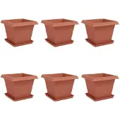 vidaXL Blumentöpfe 6 pcs Ziegelrot 43 x 43 x 33,5 cm Kunststoff