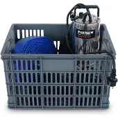 FUXTEC Schmutzpumpe FX-SP11100 - bis zu 15.000 l/h | 11m Fördermenge | mit 10m Schlauch | Schlauchschellen und Aufbewahrungskorb | 8Kg | 1100W