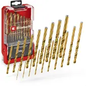Einhell Bohrer 427019, HSS-TiN Spiralbohrer, 19-teiliges Set, 1-10 mm, Metallbohrer