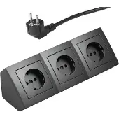 McPower Steckdosenblock Unterbausteckdosen | Flair | Ecksteckdose 3-Fach Steckdosen Schutzkontakt, 2m Kabel mit Stecker, 250V / 16A, Aufbau (anthrazit)