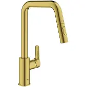 GROHE Eurosmart 30619GN0 Einhand-Spültischbatterie, herausziehbare Dual-Spülbrause, hoher Auslauf, 1/2", Gold - Cool Sunrise gebürstet