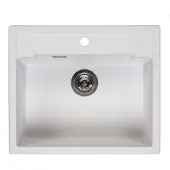 Reginox R31032 Regi Granit Spüle Amsterdam 54 TAPWING Pure White ab 60 cm Schrankbreite / Auflagespüle mit Armaturenbank / Einbauspüle